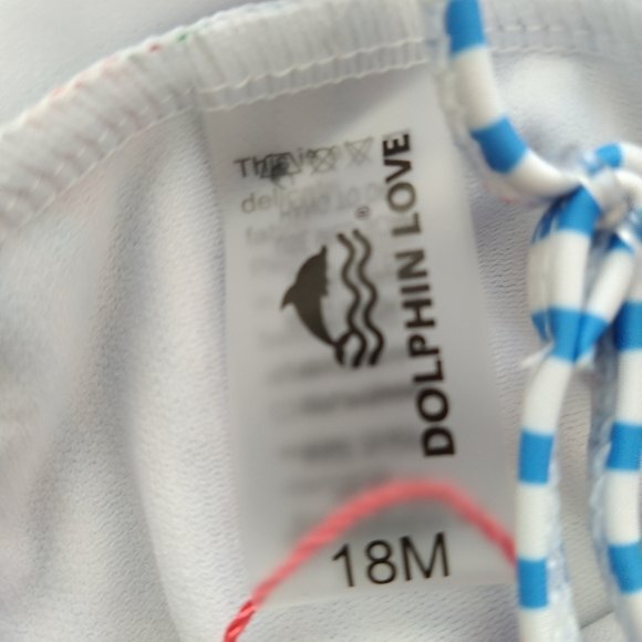 NWT Dolphin Love Girls Strawberry Stripe UPF 50+ One Piece Swimsuit - Picture 8 of 8